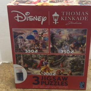 Disney Thomas kinkade 3 pack puzzle Mickey and Minnie belle Snow White